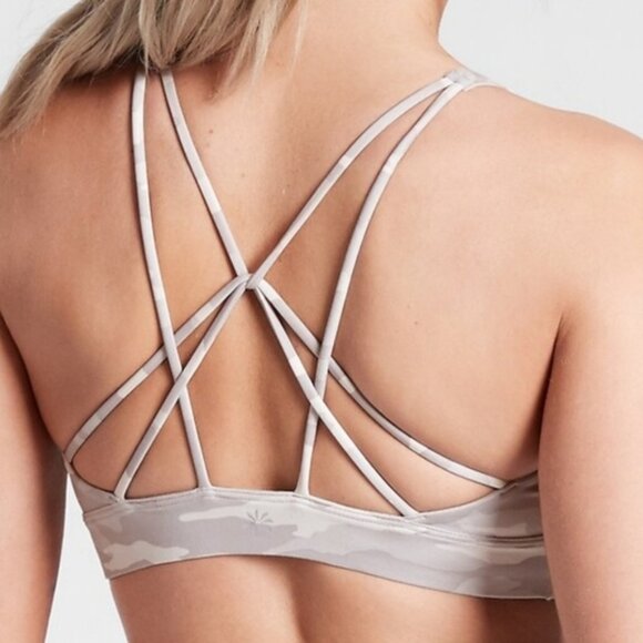 Athleta Solace Printed White Camo Sports Bra Size M - Picture 12 of 14
